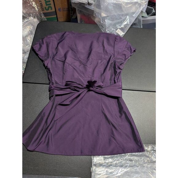 Ann Taylor Purple Wrap Blouse Women's 6 - Picture 2 of 4